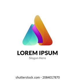 Modern abstract initial letter A, logo template ready for use with multiple gradient color