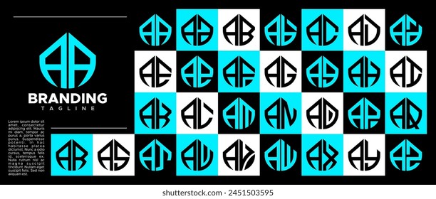 Letra inicial abstracta moderna A Conjunto de sello de logotipo AA