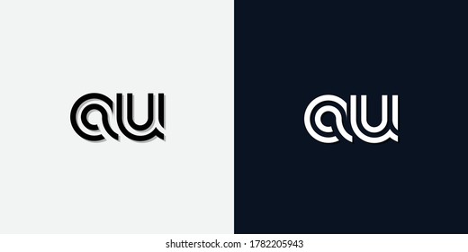 Modern Abstract Initial letter AU logo. This icon incorporate with two abstract typeface in the creative way.It will be suitable for which company or brand name start those initial.