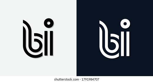 Modernes Abstraktes Initialbrief BI Logo. Dieses Icon ist mit zwei abstrakten Schriften in der kreativen Art und Weise integriert. Es ist geeignet, für welchen Firmen- oder Markennamen diese anfänglich gegründet werden.