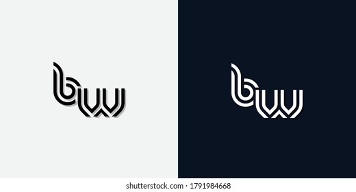 Modern Abstract Initial letter BW logo. This icon incorporate with two abstract typeface in the creative way.It will be suitable for which company or brand name start those initial.