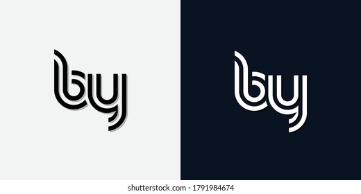 Modern Abstract Initial letter BY logo. This icon incorporate with two abstract typeface in the creative way.It will be suitable for which company or brand name start those initial.