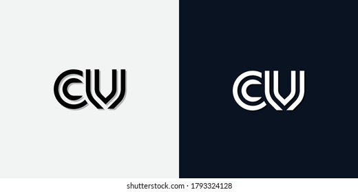 Modern Abstract Initial letter CV logo. This icon incorporate with two abstract typeface in the creative way.It will be suitable for which company or brand name start those initial.