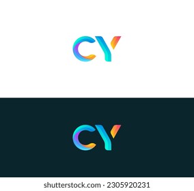 Modern Abstract Initial letter CY, YC logo. 3D Colorful CY, YC logo.