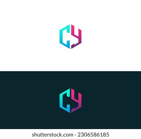 Modern Abstract Initial letter CY, YC logo.