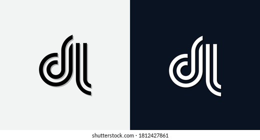 Modernes Abstraktes Initialzeichen DL Logo. Dieses Icon ist mit zwei abstrakten Schriften in der kreativen Art und Weise integriert. Es ist geeignet, für welchen Firmen- oder Markennamen diese anfänglich gegründet werden.