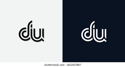 Modern Abstract Initial letter DU logo. This icon incorporate with two abstract typeface in the creative way.It will be suitable for which company or brand name start those initial.