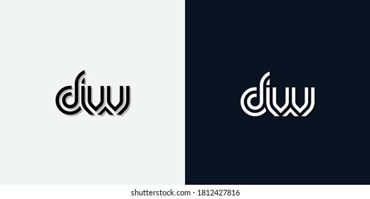 Modern Abstract Initial letter DW logo. This icon incorporate with two abstract typeface in the creative way.It will be suitable for which company or brand name start those initial.