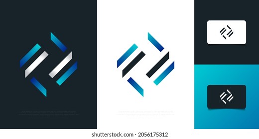 Modern and Abstract Initial Letter F and F Logo Design with Recycling Concept. FF Logo Design Template