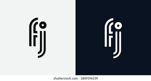 Modern Abstract Initial letter FJ logo. This icon incorporate with two abstract typeface in the creative way.It will be suitable for which company or brand name start those initial.