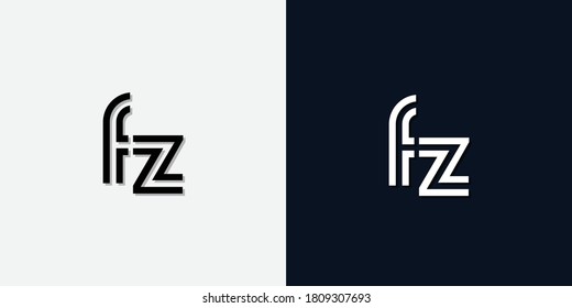 Resumen moderno Letra inicial logo de FZ. Este icono incorpora dos tipos de letra abstractos de forma creativa.