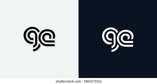 Resumen moderno Letra inicial logotipo GE. Este icono incorpora dos tipos de letra abstractos de forma creativa.Será adecuado para qué empresa o marca inician esos iniciales.