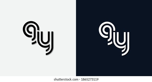 Modernes Abstraktes Logo für den Anfangsbuchstaben GY. Dieses Icon ist mit zwei abstrakten Schriften in der kreativen Art und Weise integriert. Es ist geeignet, für welchen Firmen- oder Markennamen diese anfänglich gegründet werden.