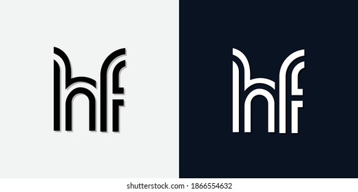 Modern Abstract Initial letter HF logo. This icon incorporate with two abstract typeface in the creative way.It will be suitable for which company or brand name start those initial.