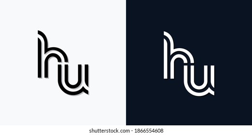 Modern Abstract Initial letter HU logo. This icon incorporate with two abstract typeface in the creative way.It will be suitable for which company or brand name start those initial.