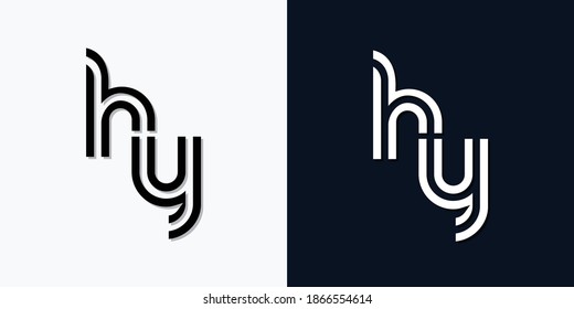 Modernes Abstraktes Initialbrief HY Logo. Dieses Icon ist mit zwei abstrakten Schriften in der kreativen Art und Weise integriert. Es ist geeignet, für welchen Firmen- oder Markennamen diese anfänglich gegründet werden.