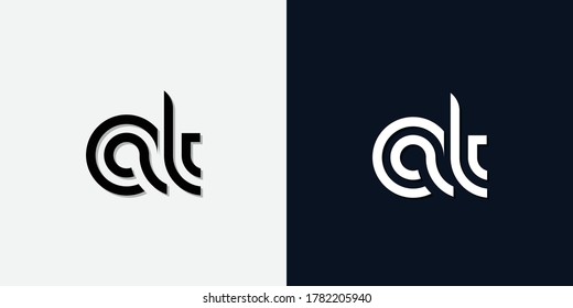 Modern Abstract Initial letter AT logo. This icon incorporate with two abstract typeface in the creative way.It will be suitable for which company or brand name start those initial.
