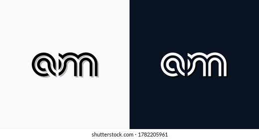 Modern Abstract Initial letter AM logo. This icon incorporate with two abstract typeface in the creative way.It will be suitable for which company or brand name start those initial.