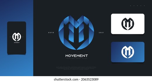 Modern and Abstract Initial Letter M and O Logo Design in Blue Gradient. MO or OM Monogram Logo, Symbol or Icon
