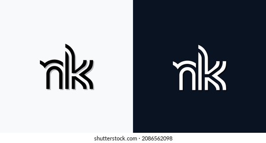 Resumen moderno Letra inicial logotipo de NK. Este icono incorpora dos tipos de letra abstractos de forma creativa.Será adecuado para qué empresa o marca inician esos iniciales.