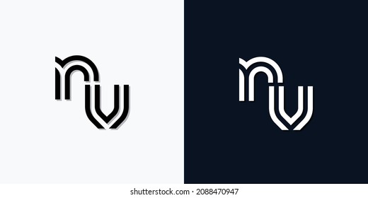 Modern Abstract Initial Letter NV Logo. Dieses Icon ist mit zwei abstrakten Schriften in der kreativen Art und Weise integriert. Es ist geeignet, für welchen Firmen- oder Markennamen die ersten Zeichen zu setzen.