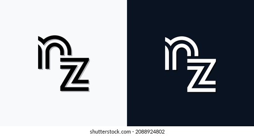 Modern Abstract Initial letter NZ logo. This icon incorporate with two abstract typeface in the creative way.It will be suitable for which company or brand name start those initial.