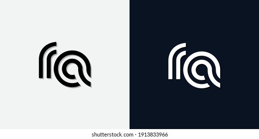Modern Abstract Initial letter RA logo. This icon incorporate with two abstract typeface in the creative way.It will be suitable for which company or brand name start those initial.