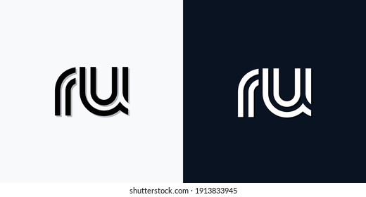 Resumen moderno Letra inicial logo de RU. Este icono incorpora dos tipos de letra abstractos de forma creativa.Será adecuado para qué empresa o marca inician esos iniciales.