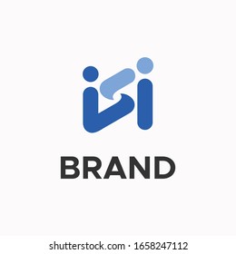 Modern abstract initial letter i and s logo template
