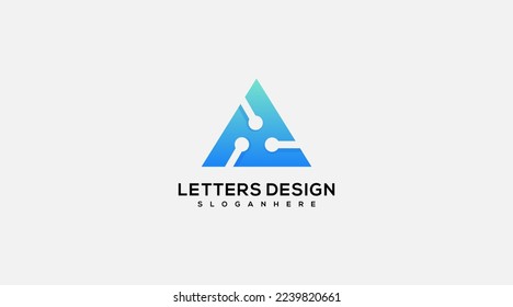 Modern Abstract Initial Letter A technology Logo design