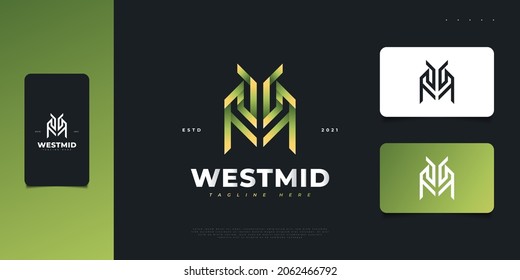 Modern and Abstract Initial Letter W and M Logo Design. WM or MW Monogram Logo