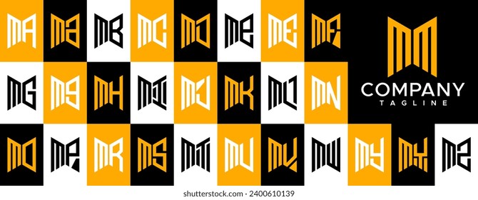 Modern abstract initial M MM letter logo design set