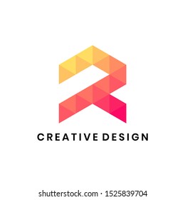 Modern abstract initial R polygonal logo design vector
