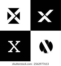 Modern abstract initial X letter logo set with vector illustration
