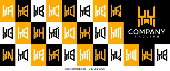 Modern abstract initial Y YY letter logo design set
