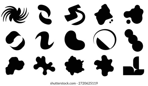 Gráficos de Vector de salpicaduras de tinta abstracta moderna. Texturas en blanco y negro de alto contraste, perfectas para fondos y Elementos de diseño creativos. Aislado en blanco.
