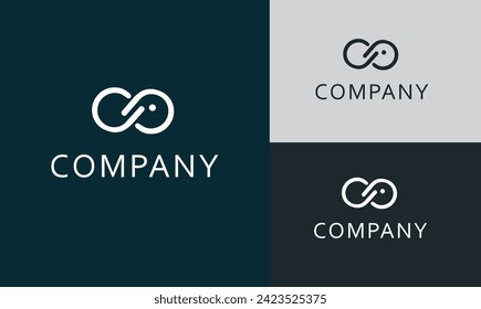 Modern abstract invinity logo vector split C shape. Logo for business, technology, creative, networking, connect.