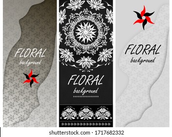Modern abstract invitation template with set flyers black on white background for brochure design.Brochure design. Banner background.