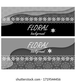 Modern abstract invitation template with set flyers black on white background for brochure design.Brochure design. Banner background
