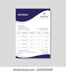Modern abstract invoice design vector template.
