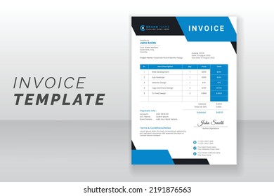 Modern abstract invoice template design