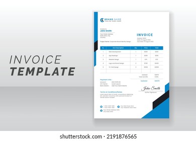 Modern abstract invoice template design