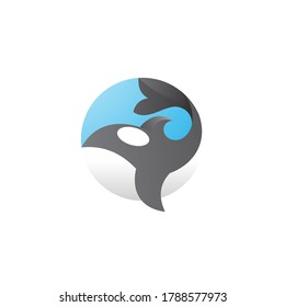 Modern Abstract Killer Whale Orca Logo Illustration with Vibrant Gradient Color