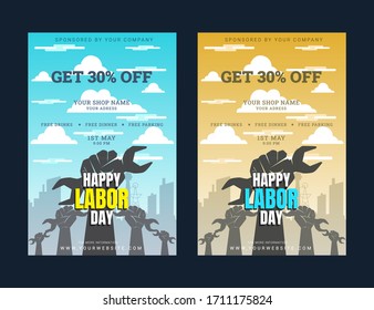 Modern and abstract labor day celebration poster template for corporate and real estate company