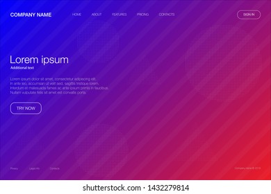 Modern abstract landing page with stripped lines, dotted circles and triangles. Ideally for websites and posters background