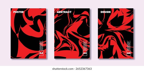 A modern abstract layout with bold red and black fluid shapes. Perfect for posters, covers, event flyers, or background designs. Ideal for music events, fashion branding, or creative projects.
