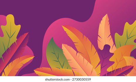 Modern abstract leaves background featuring colorful gradient foliage shapes ideal for nature themes creative design posters banners wallpapers and decorative projects