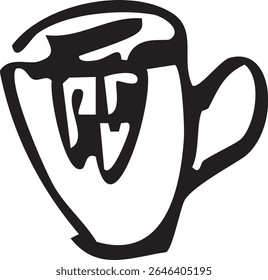 Modern Abstract Lemon Cocktail, Vector Mug Design, Stylized Lemon Cocktail Mug