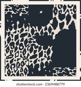 Modern abstract leopard skin neckerchief design illustration. Fashionable collage vector template for your design.