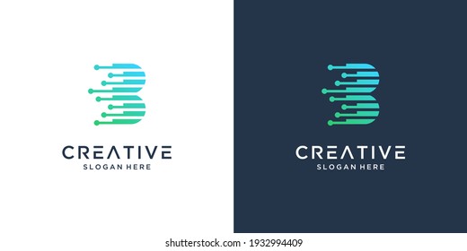 Modern abstract letter B with dot logo design